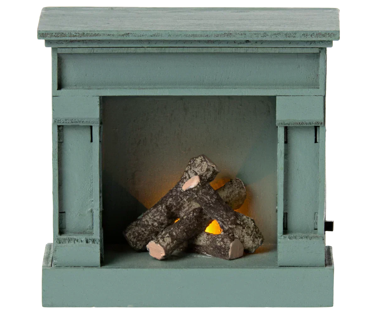 Maileg Fireplace, Mouse - Blue